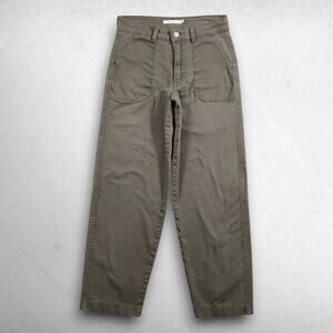 Levis Utility Chino Pants Women 25 Green Patch Pockets Stretch Slim Straight